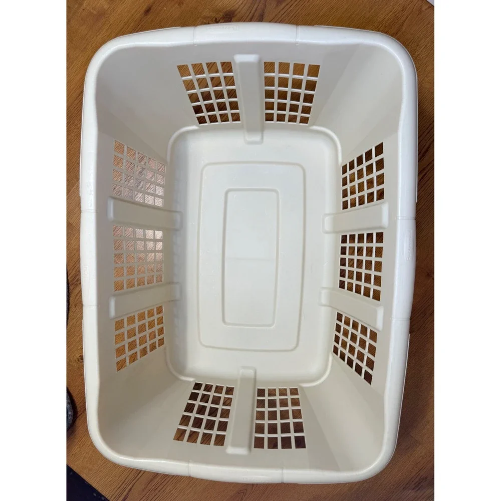 Vintage‎ Rubbermaid Almond Laundry Basket Model 2854 USA Made Neutral Minimalist